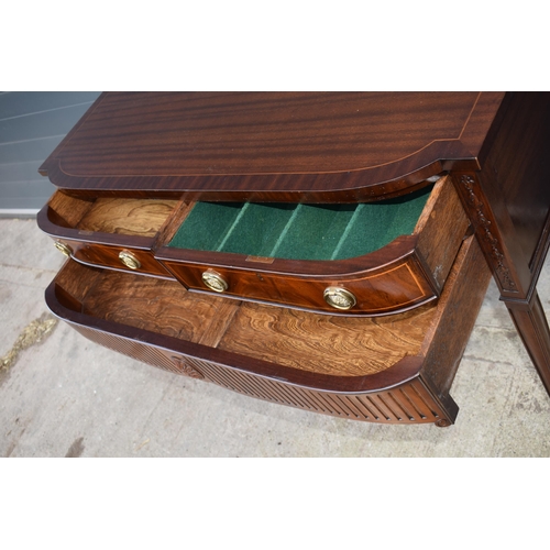 502 - Reproduction Regency style sideboard with fluted legs and 3 drawers, 107x53x87cm tall.