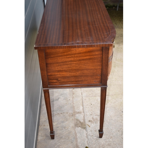 502 - Reproduction Regency style sideboard with fluted legs and 3 drawers, 107x53x87cm tall.