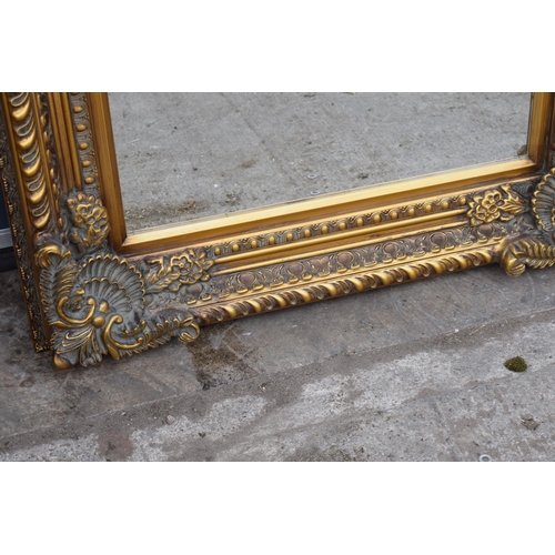 508 - Quality reproduction ornate gilt rectangular mirror with bevel edged glass, 120x89cm.