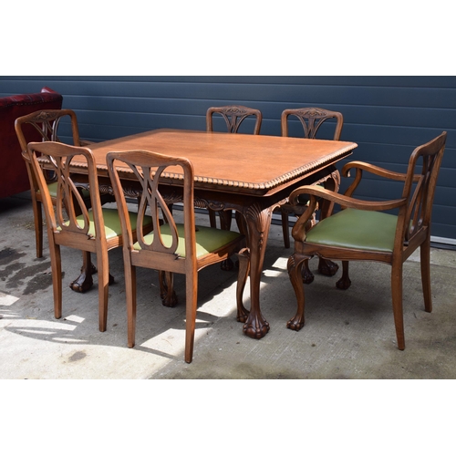 511 - Reproduction Regency style extendable dining table with 6 chairs to include 2 chairs, with sliding l... 