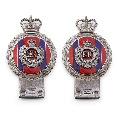 Two J R Gaunt of London military regiment car badges, Royal Engineers, 15cm tall.