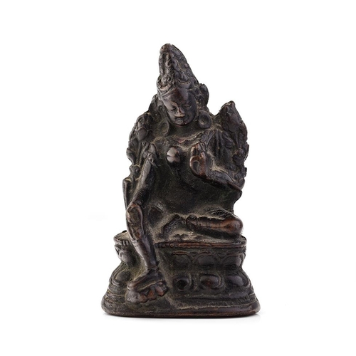 266 - 19th century bronze cast oriental figure of a Buddha, 11cm tall.