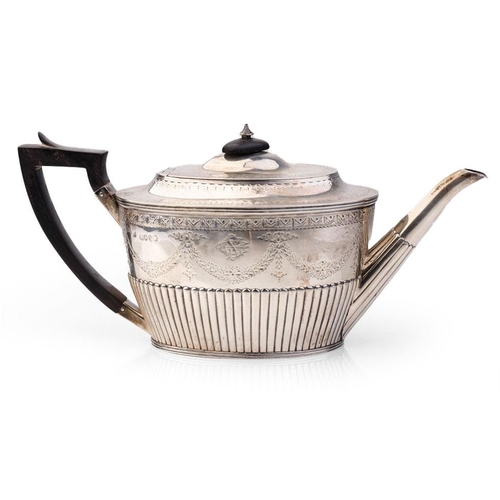 292 - Victorian hallmarked silver teapot with engraved decoration, 362.7 grams / 11.66 oz gross weight, eb... 