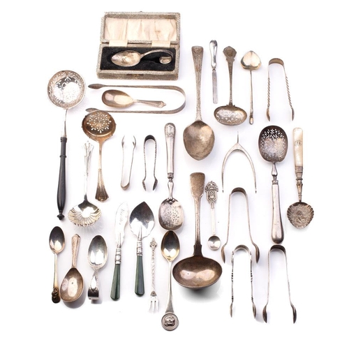 307 - An interesting collection of silver items to include Georgian, Victorian and later silver items to i... 