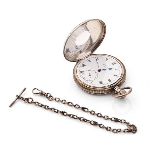 469 - Hallmarked silver 'Bravingtons Renown' Half Hunter pocket watch with blued hands, Birmingham 1931, i... 