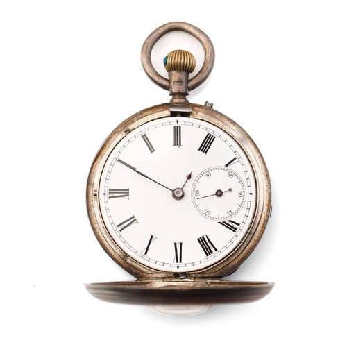 470 - Hallmarked silver Half Hunter pocket watch, Birmingham 1883, non working.