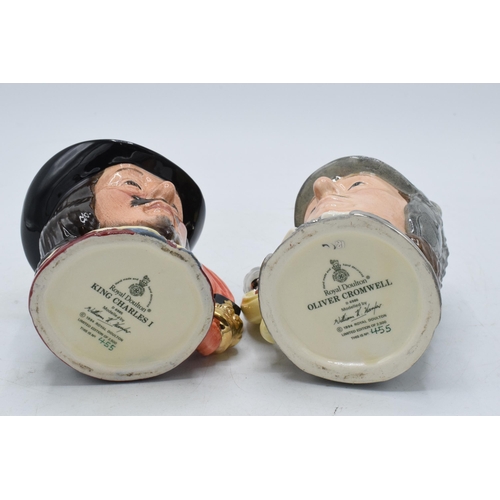 135 - Small Royal Doulton character jugs Oliver Cromwell D6986 and Charles I D3985, limited edition, both ... 