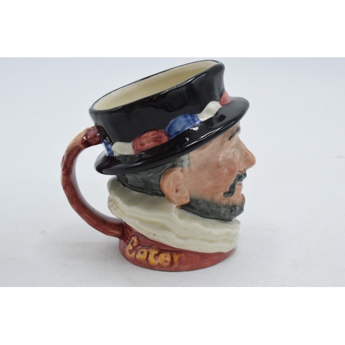 137 - Royal Doulton rare small character jug Beefeater with yellow writing and cypher 'GR'.