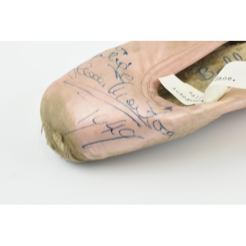 172 - Alicia Markova: a 1940s pink ballet pointe shoe, signed by Markova 'To Cliff Alicia Markova 1949', 2... 