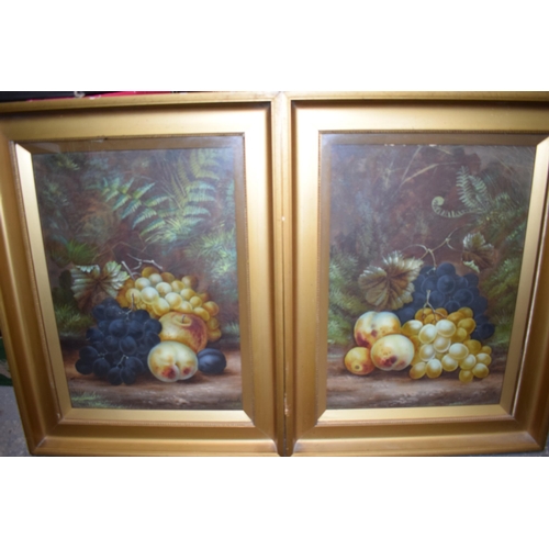 224 - Edwin Steele (1861-1933): a pair of painted fruit and foliage scenes, both signed 'E Steele', on pap... 