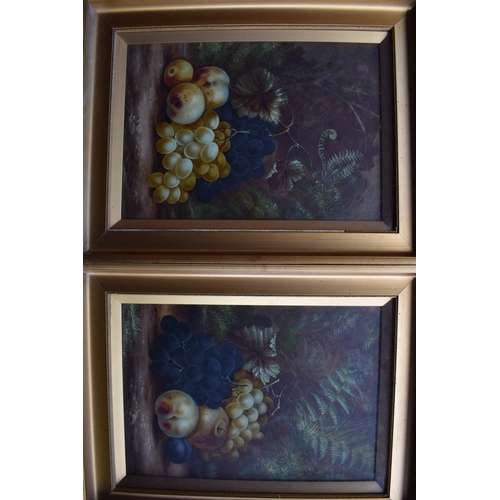 224 - Edwin Steele (1861-1933): a pair of painted fruit and foliage scenes, both signed 'E Steele', on pap... 