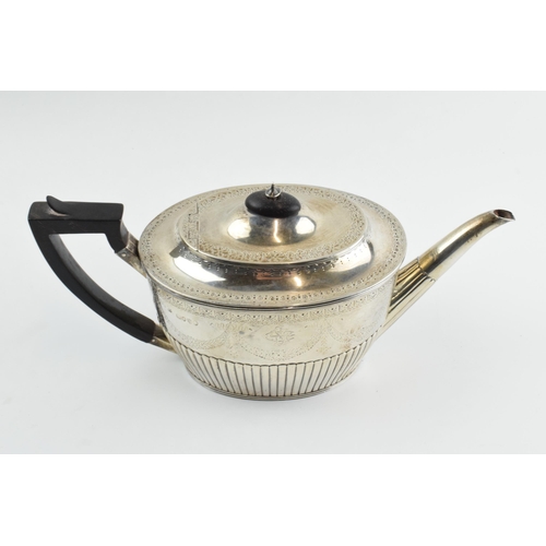 292 - Victorian hallmarked silver teapot with engraved decoration, 362.7 grams / 11.66 oz gross weight, eb... 