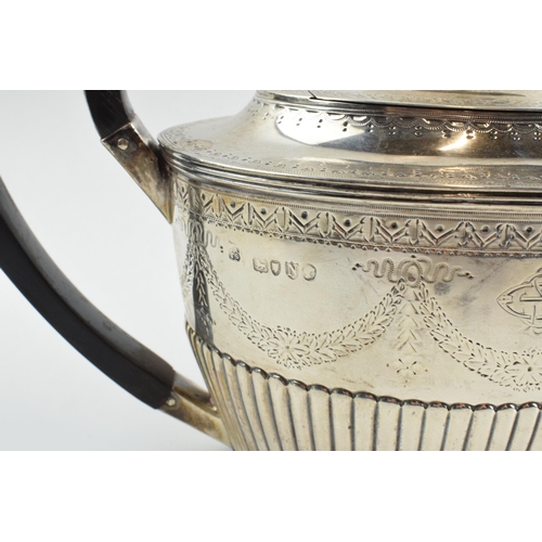 292 - Victorian hallmarked silver teapot with engraved decoration, 362.7 grams / 11.66 oz gross weight, eb... 