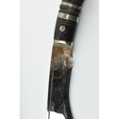 449 - 20th century Gurkha style Kukri knife in black leather scabbard together with smaller example (2),  ... 