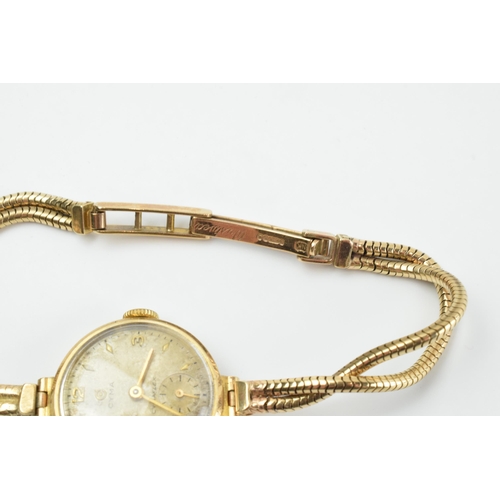 468 - 9ct gold cased ladies Cyma wristwatch, 21mm, on 9ct gold bracelet, 18.1 grams, non working.