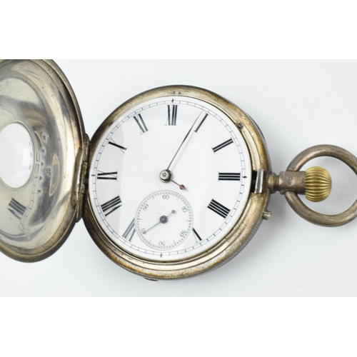 470 - Hallmarked silver Half Hunter pocket watch, Birmingham 1883, non working.