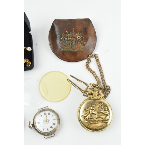 472 - A silver 0.935 ladies pocket watch with a 0.800 example adjusted to a wristwatch, both untested, wit... 