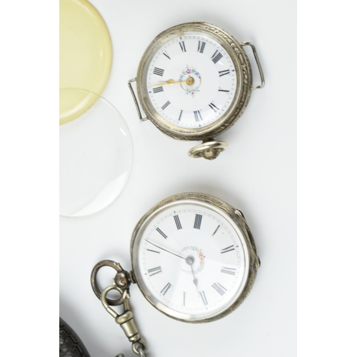 472 - A silver 0.935 ladies pocket watch with a 0.800 example adjusted to a wristwatch, both untested, wit... 