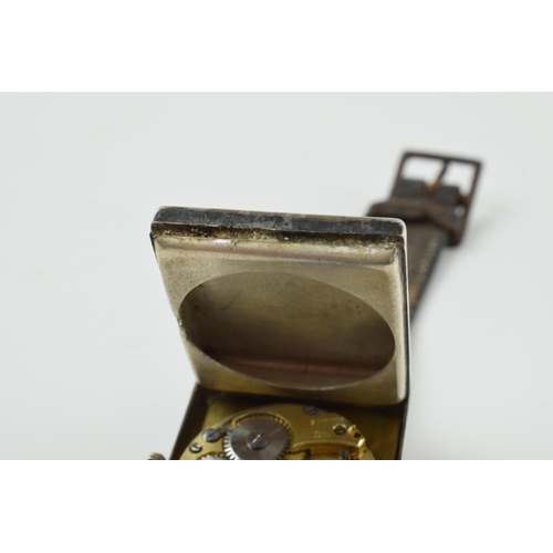 476 - Early to mid 20th century sterling silver gentleman's wristwatch with subsidiary dial, marked to rev... 