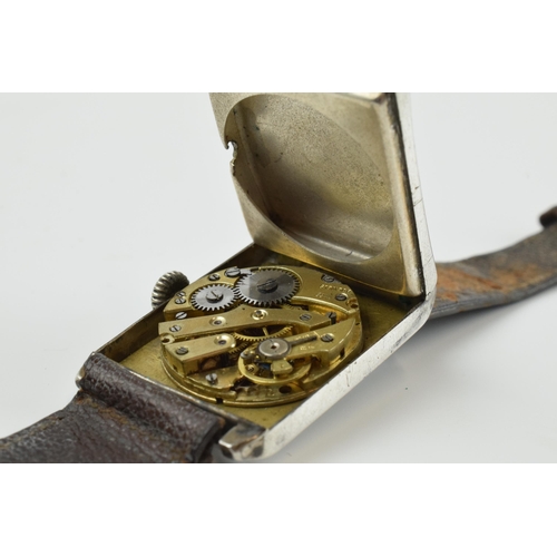 476 - Early to mid 20th century sterling silver gentleman's wristwatch with subsidiary dial, marked to rev... 