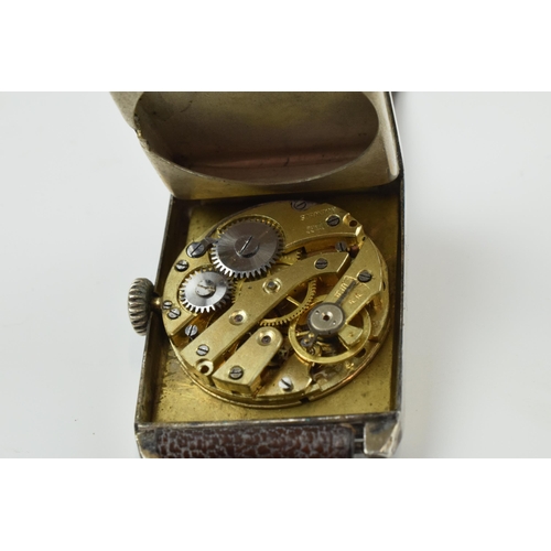 476 - Early to mid 20th century sterling silver gentleman's wristwatch with subsidiary dial, marked to rev... 