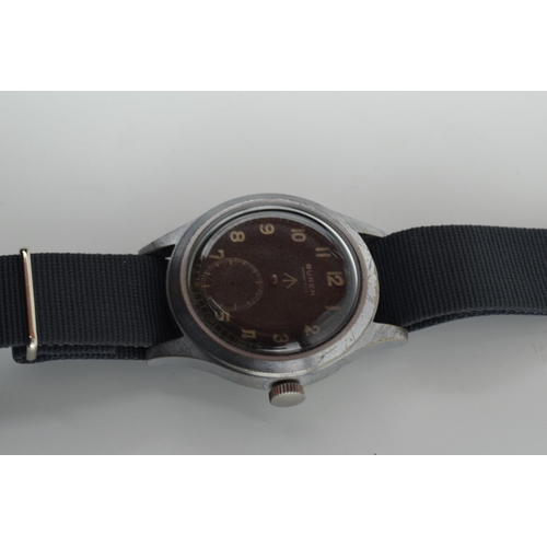 478 - Buren Grand Prix 'Dirty Dozen' British military issue manual wristwatch, signed black Arabic dial, w... 