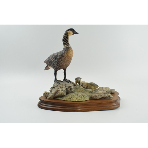 103 - Border Fine Arts limited edition figure 'Hawaiian Goose and Goslings', missing one gosling, 27cm lon... 