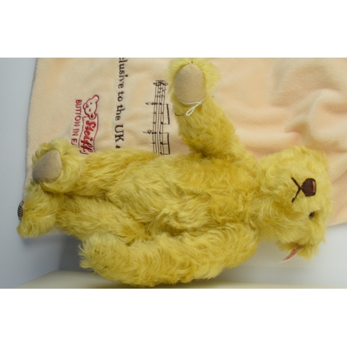 153 - Boxed Steiff limited edition musical bear, golden mohair, Teddy Bear's Picnic, working order, with c... 