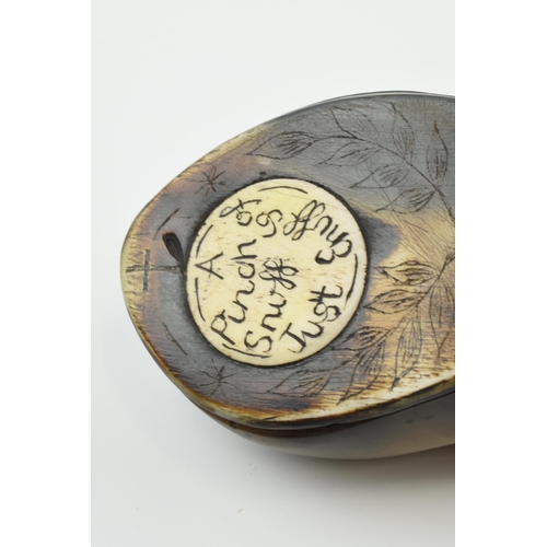 175 - Early 19th century cow hoof snuff box, dated '1803 TW' and inscribed with floral decoration and 'A P... 