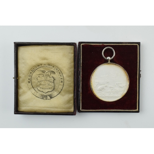 177 - Cased 'Liverpool and Manchester Agricultural Society' medallion, dated 8th September 1854, in white ... 