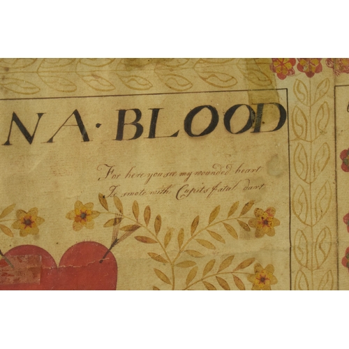 220 - Late 18th century Valentine's day card given to 'Susanna Blood, This Valentine to you a friend....' ... 