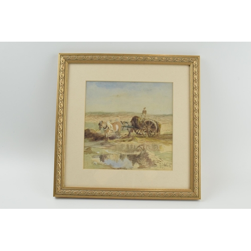 241 - Frederick John Skill 1824-1881: a signed watercolour of a gentleman with horse and cart collecting s... 