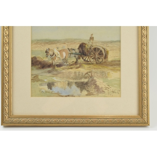 241 - Frederick John Skill 1824-1881: a signed watercolour of a gentleman with horse and cart collecting s... 