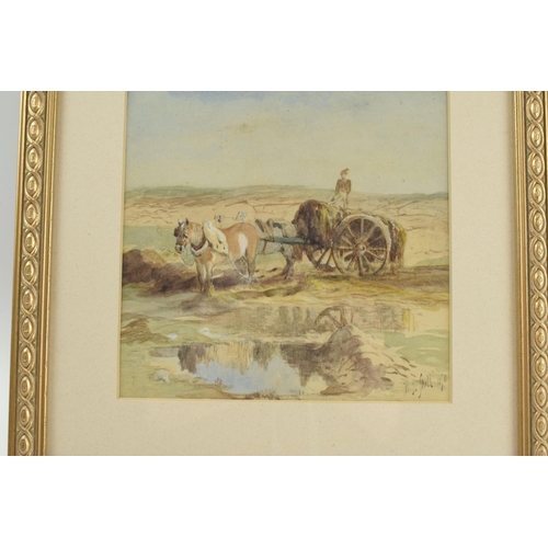 241 - Frederick John Skill 1824-1881: a signed watercolour of a gentleman with horse and cart collecting s... 