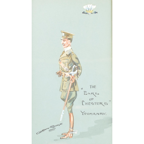 242 - Caran Rouge (follower of Snaffles): early 20th century World War One watercolour of a military caric... 