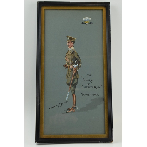 242 - Caran Rouge (follower of Snaffles): early 20th century World War One watercolour of a military caric... 