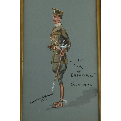 242 - Caran Rouge (follower of Snaffles): early 20th century World War One watercolour of a military caric... 