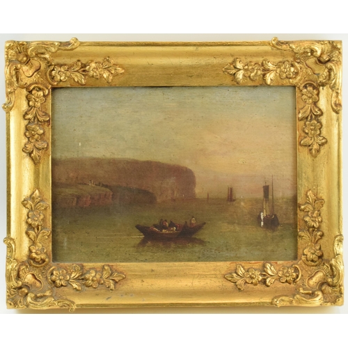 243 - Late 18th / 19th century continental oil on canvas attached to panel of a harbour scene, in period g... 