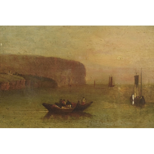 243 - Late 18th / 19th century continental oil on canvas attached to panel of a harbour scene, in period g... 