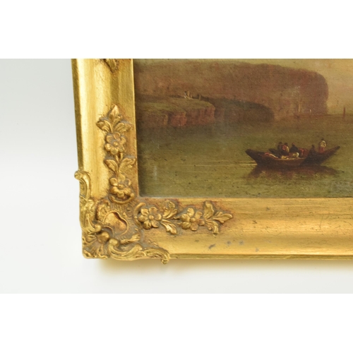 243 - Late 18th / 19th century continental oil on canvas attached to panel of a harbour scene, in period g... 