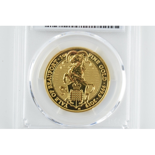 278 - Elizabeth II Gold £100 coin  'Yale of Beaufort' 2019, the Queen's Beasts series, .999 (24ct) gold, w... 