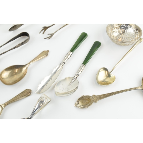 307 - An interesting collection of silver items to include Georgian, Victorian and later silver items to i... 