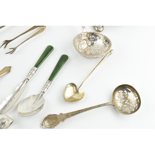 307 - An interesting collection of silver items to include Georgian, Victorian and later silver items to i... 