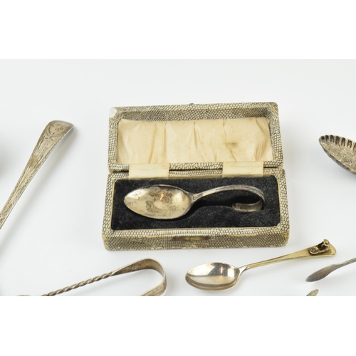 307 - An interesting collection of silver items to include Georgian, Victorian and later silver items to i... 