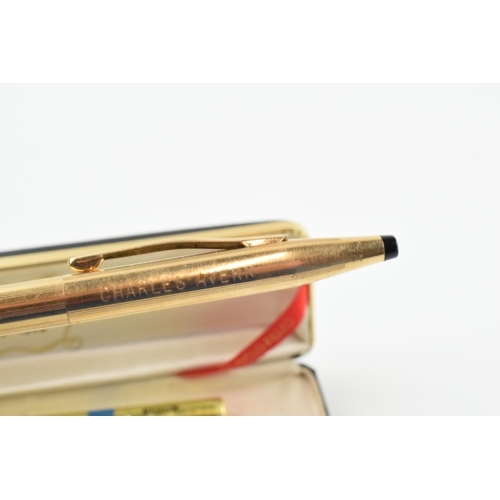 382 - Cased Cross 14ct gold filled ball point pen with refill and a similar Cross fountain pen.