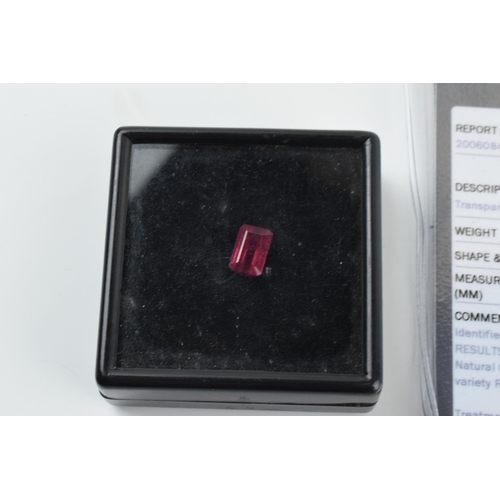 388 - Natural Corundum Ruby gem stone, 3.31 carats, with certificate.