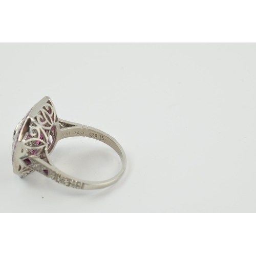 401 - Platinum cocktail ring set with old European cut diamonds, circa 0.65ct combined, with circa 1.5ct r... 