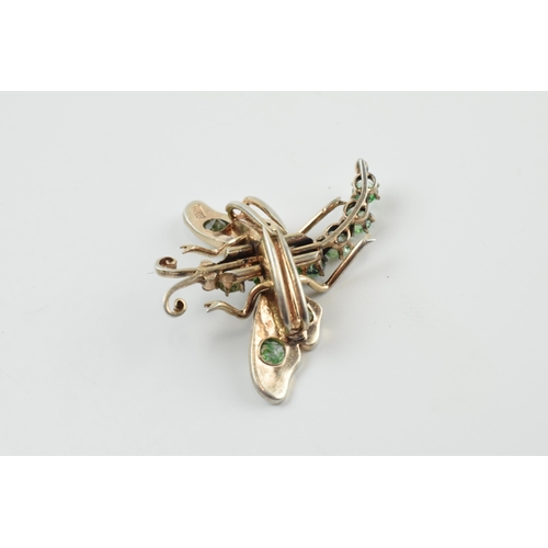 408 - Silver 0.830 seed pearl and paste stone early silver gilt washed novelty clip on articulated dragonf... 