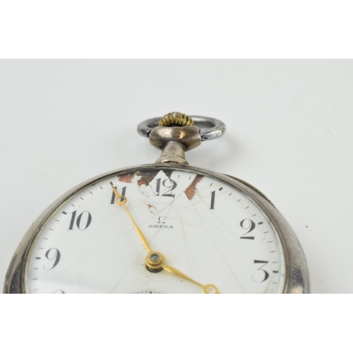 485 - An Omega Grand Prix Paris 1900 0.875 pocket watch (spares), with a 0.800 silver cased watch on silve... 