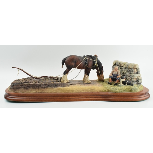 90 - Border Fine Arts figure group 'Ploughmans Lunch', limited edition, Anne Wall, 49cm long.